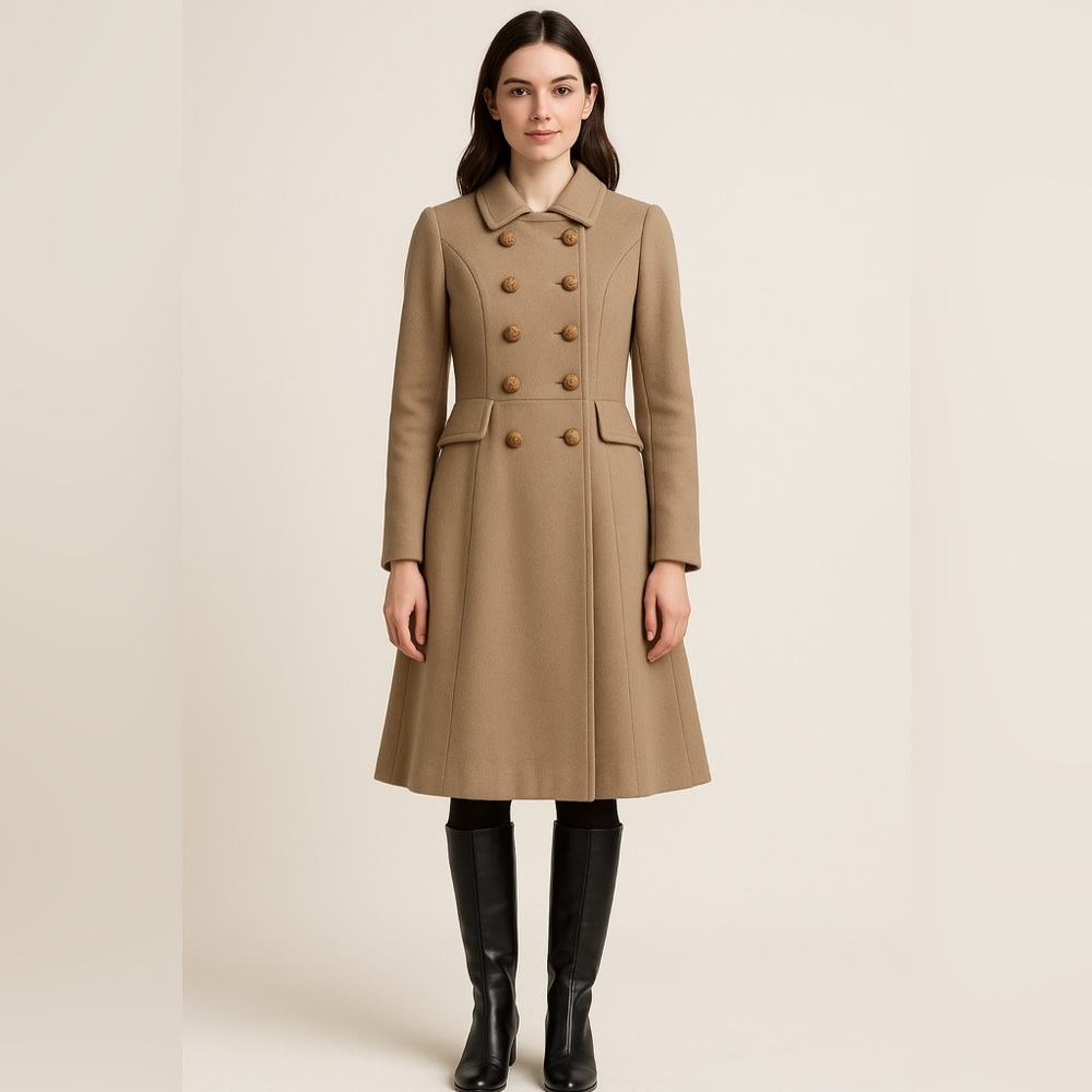 Ben Zuckerman for Lord & Taylor Vintage 1960s Wool Coat Taupe Fit & Flare Size 8